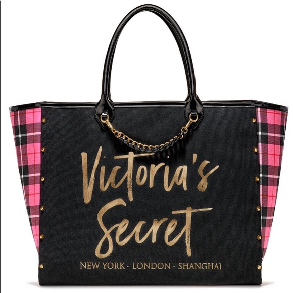Victoria's Secret Handbags - VICTORIA SECRET Pink Plaid City Tote NEW